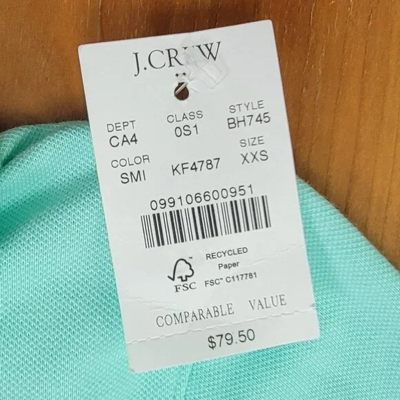 NWT J. Crew Mint Green Short Sleeve Polo T-shirt Dress - XXS - Picture 7 of 13